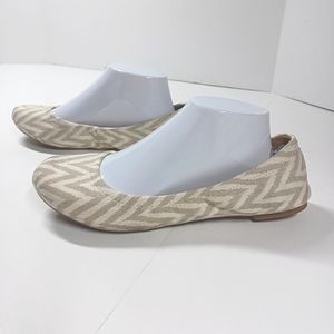 Lucky Brand Chevron Print Cream Taupe Ballets Flats Slipper Shoes Size 8.5 8 1/2